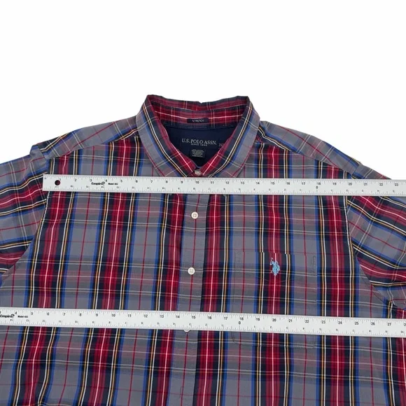 U.S. Polo Assn. Men's Red Plaid Long sleeve Shirt Men’s XXLT - Picture 7 of 8